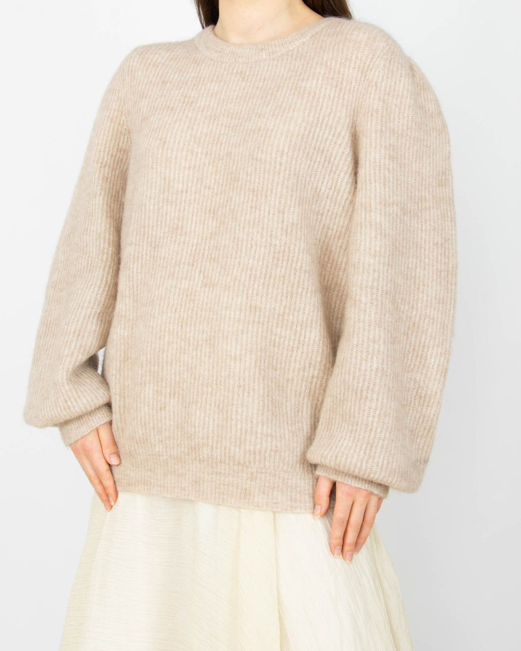 Beżowy (moher + wełna) sweter DONNA - XXL