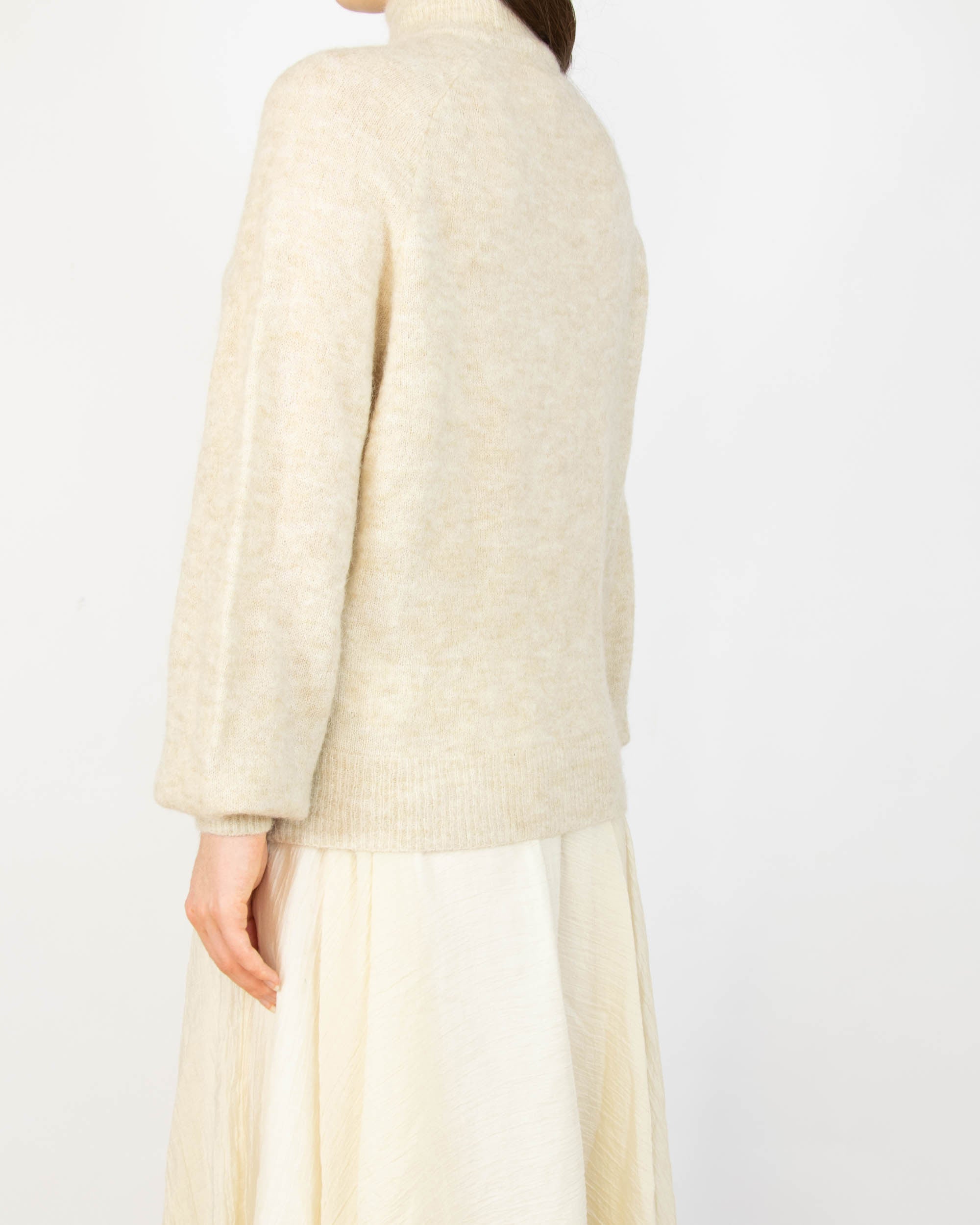 Beżowy (merino + alpaka) sweter Object - S