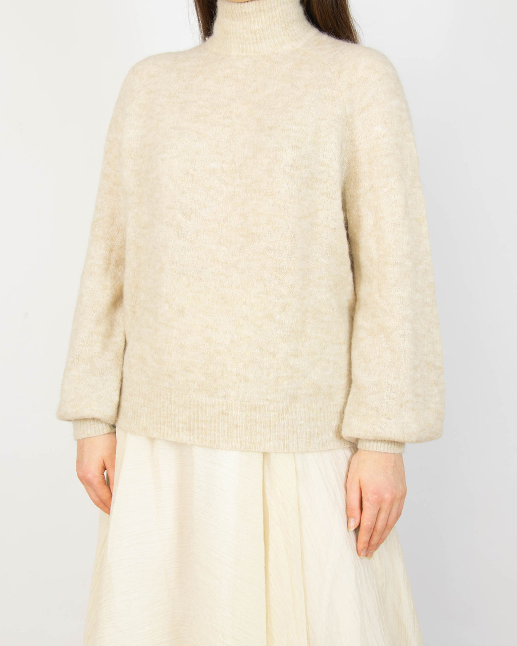 Beżowy (merino + alpaka) sweter Object - S