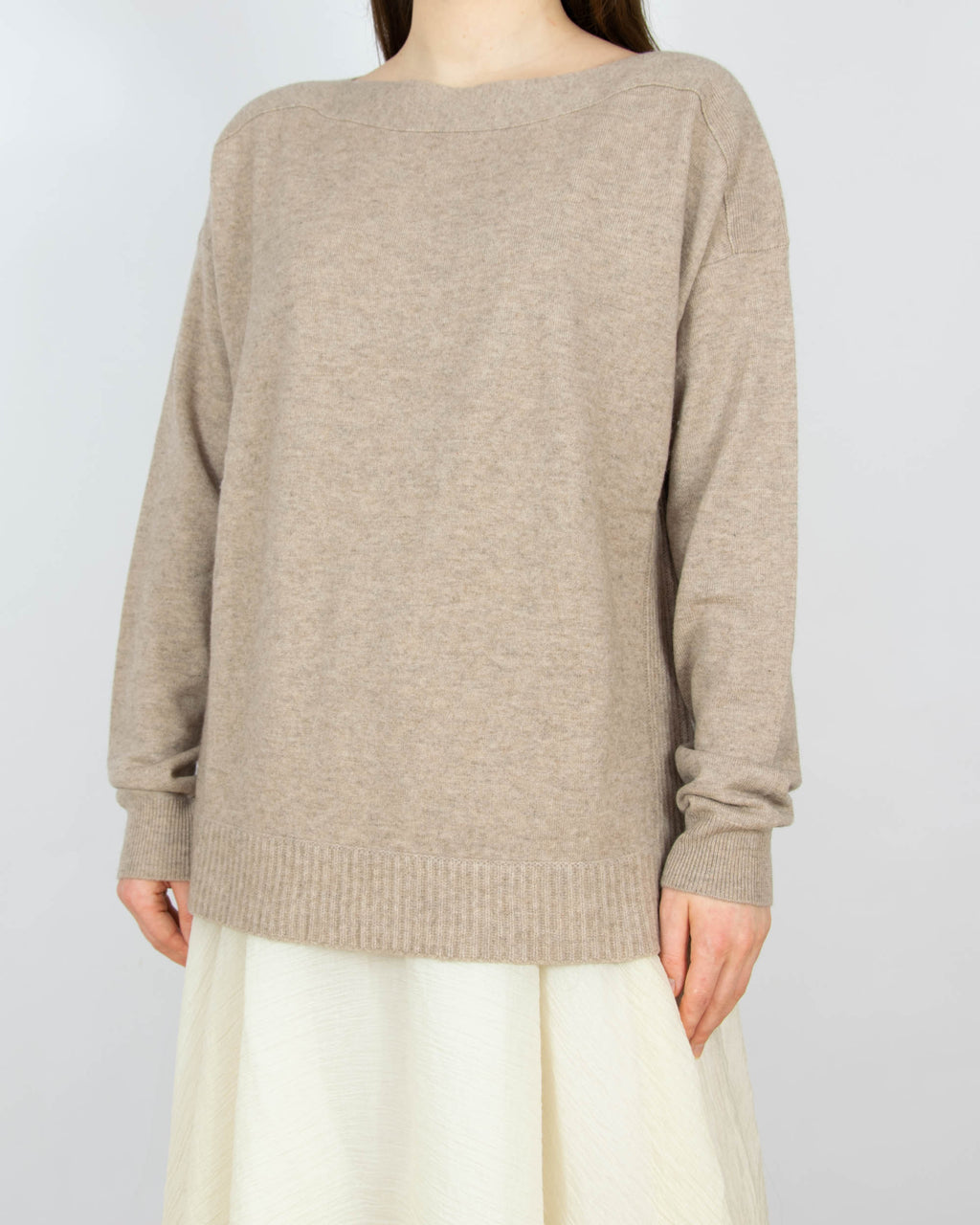 Beżowy (wełna + kaszmir) sweter REPEAT - L/XL