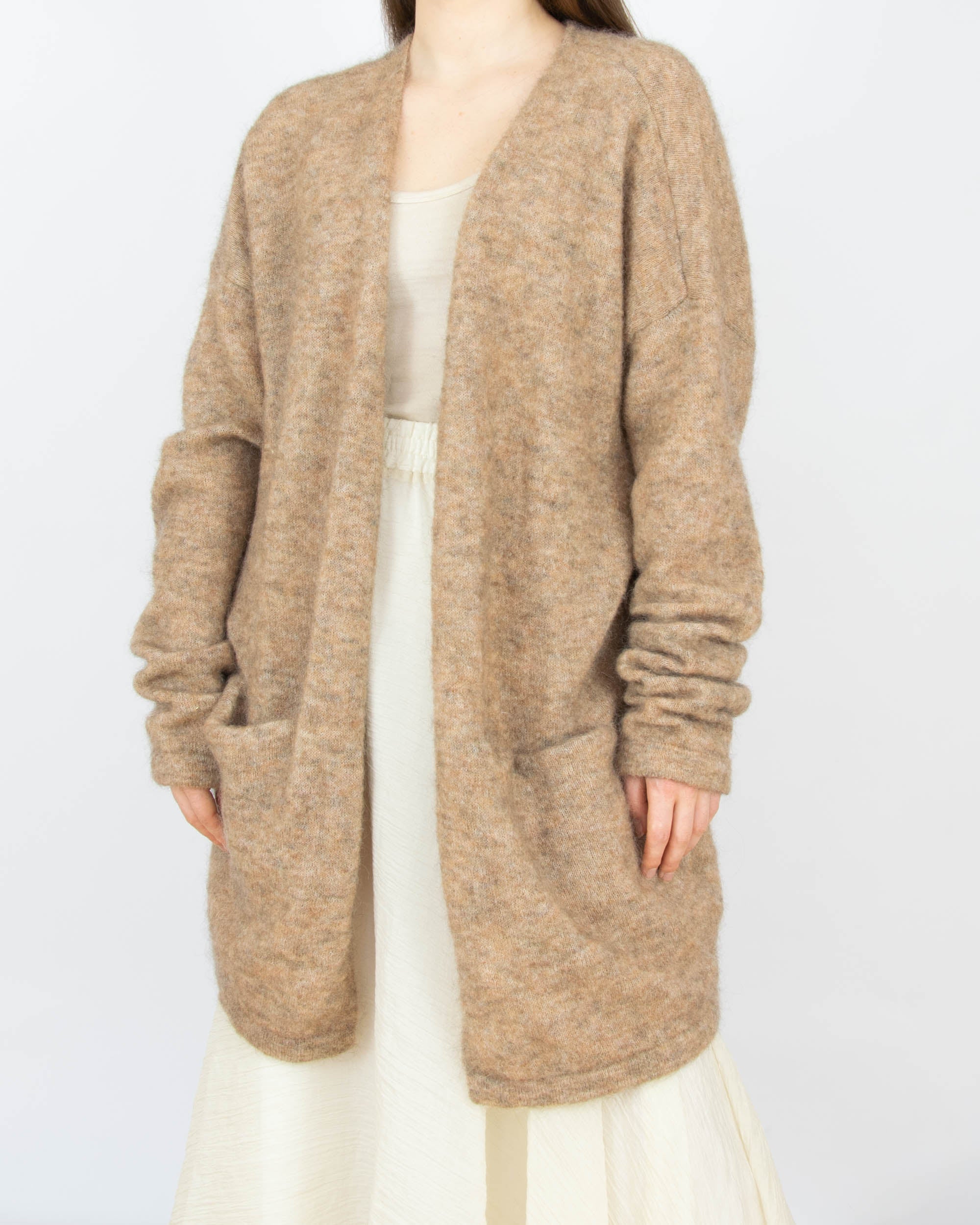 Beżowy (moher + wełna) kardigan H&M Premium - L