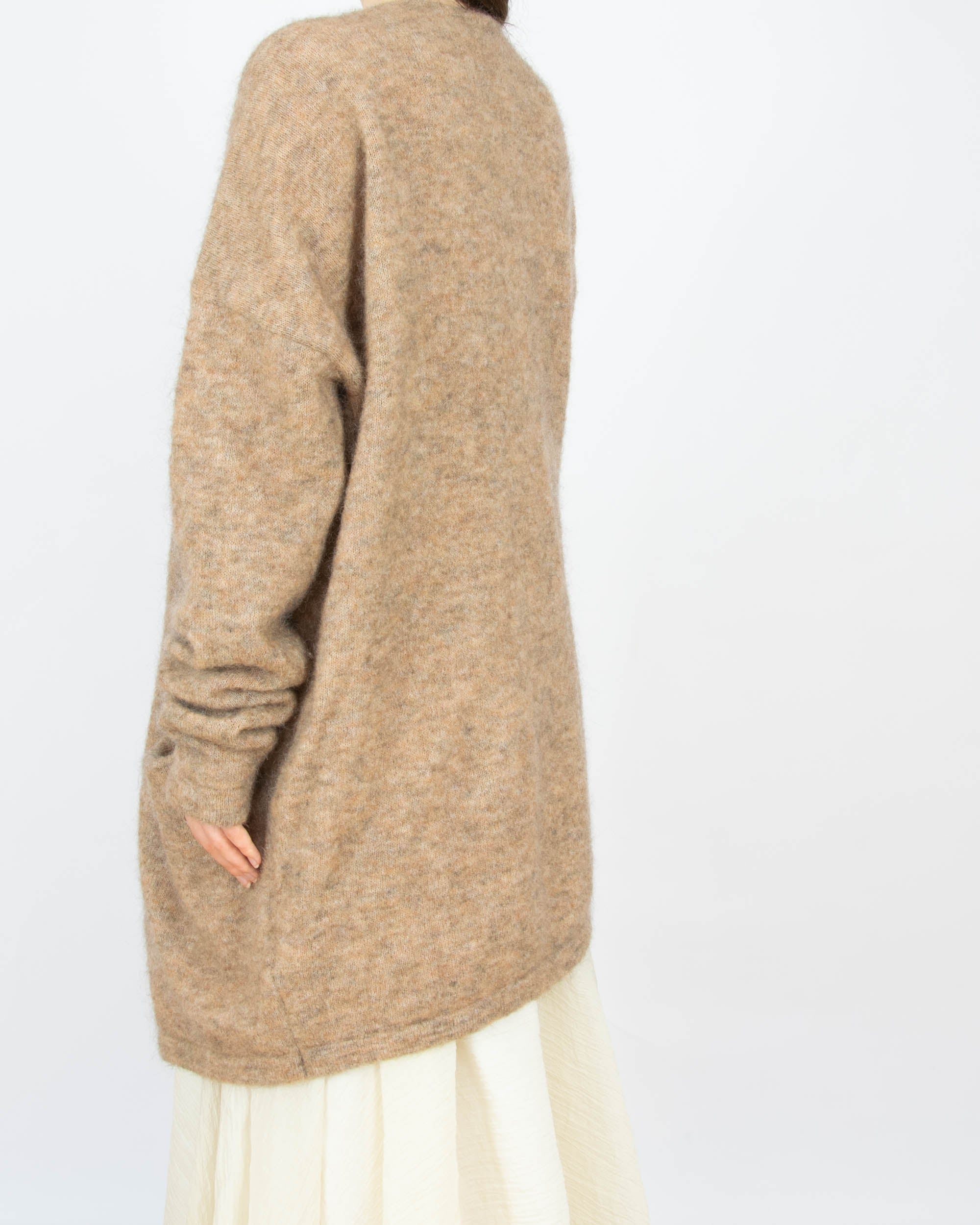 Beżowy (moher + wełna) kardigan H&M Premium - L