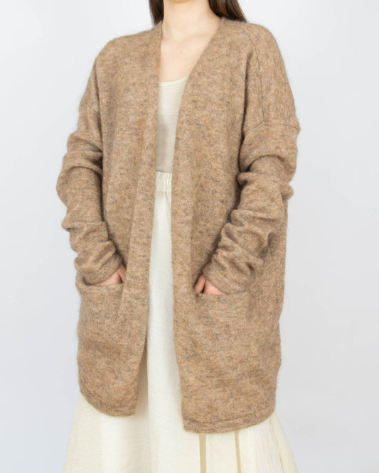 Beżowy (moher + wełna) kardigan H&M Premium