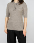 Beżowy (moher + wełna) sweter z ozdobnymi guzikami marki H&amp;M Edition