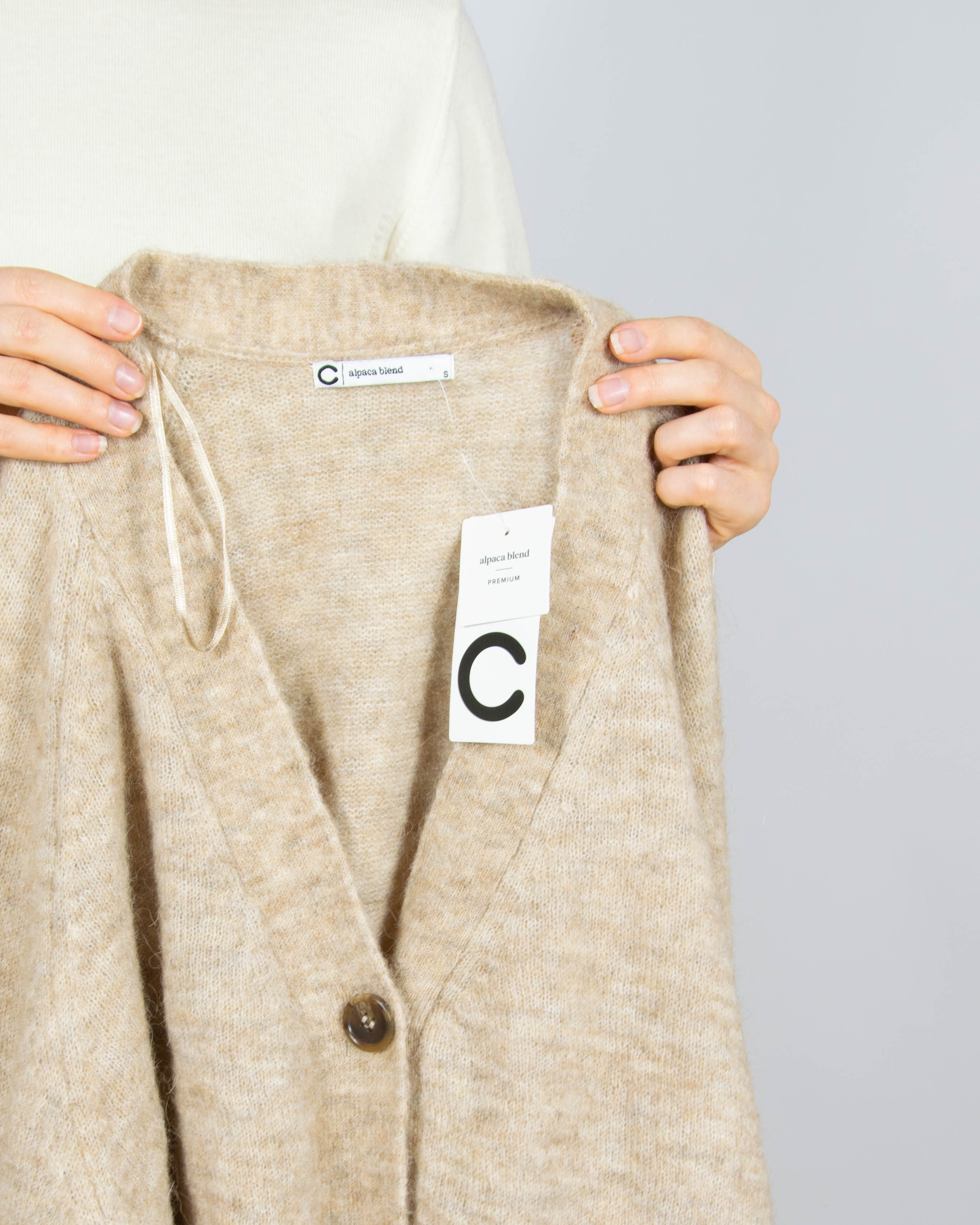 Nowy beżowy wełniany (alpaka + wełna) kardigan Cubus - S