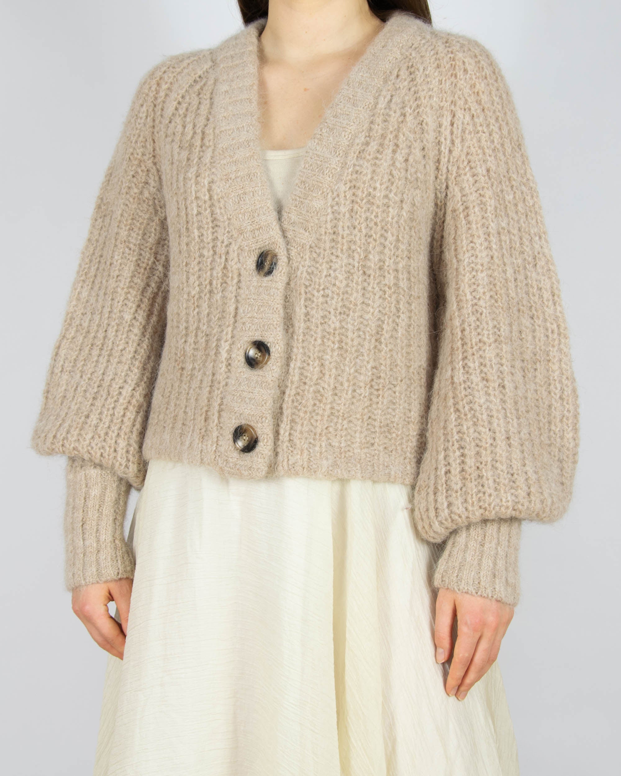 Beżowy wełniany (wełna + alpaka) kardigan H&M Premium Selection - S