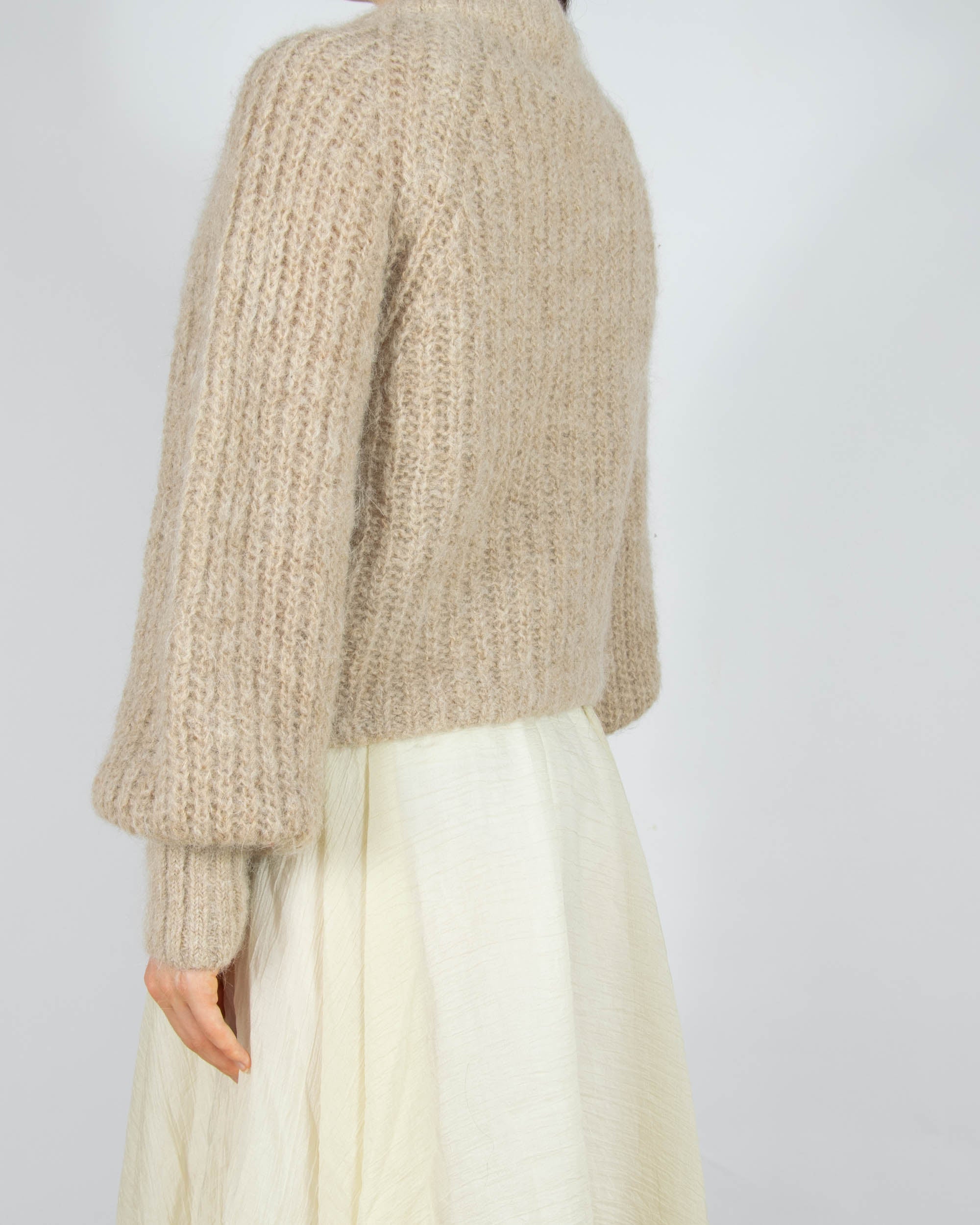 Beżowy wełniany (wełna + alpaka) kardigan H&M Premium Selection - S