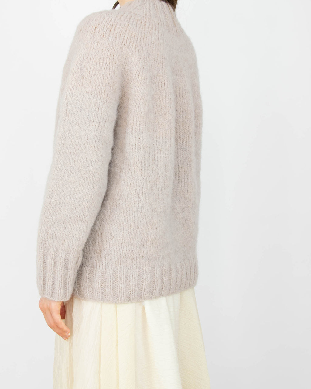 Beżowy (alpaka) sweter handmade - S
