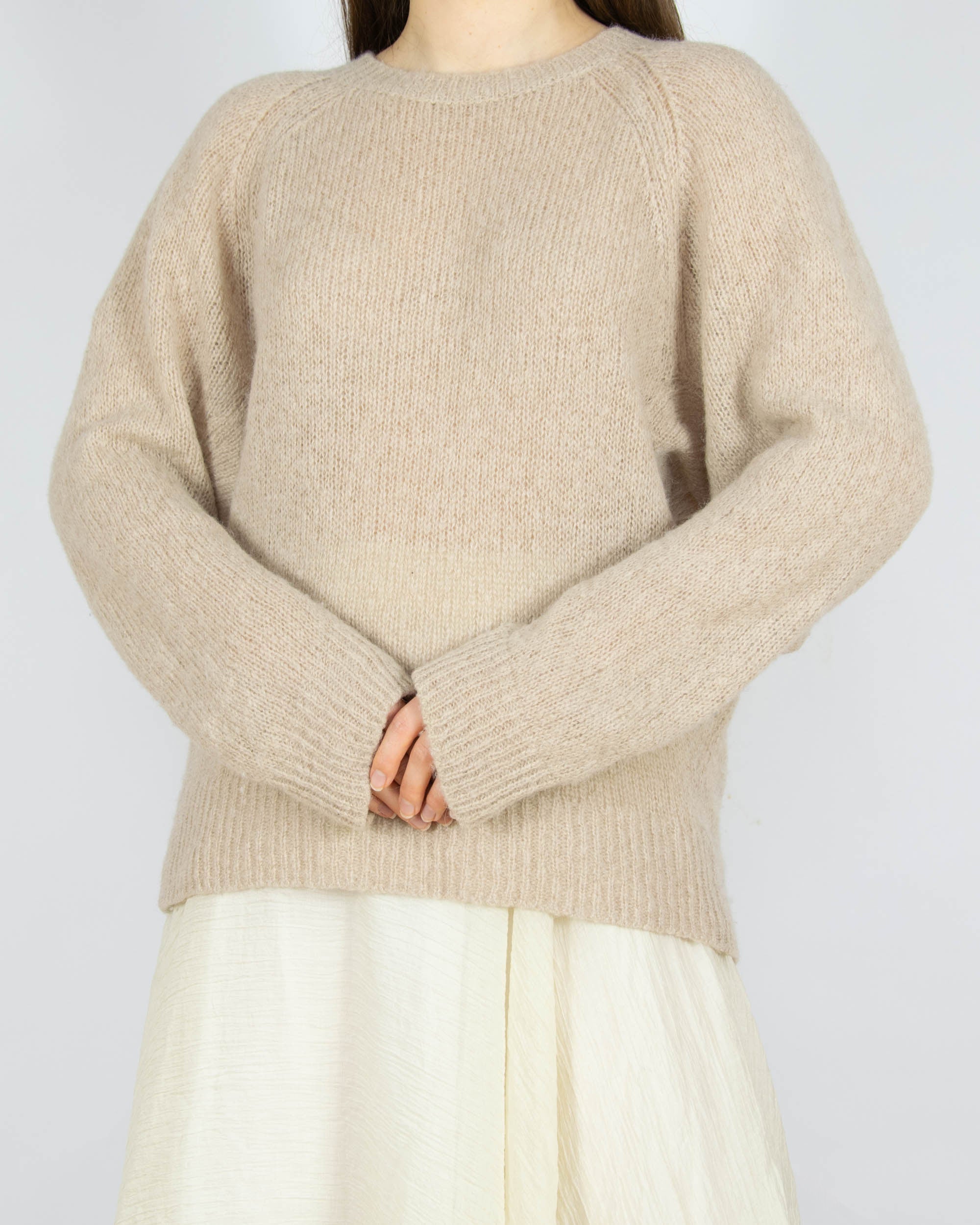 Beżowy (alpaka + wełna) sweter MODERN RARITY - S