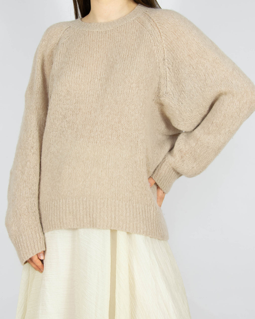 Beżowy (alpaka + wełna) sweter MODERN RARITY - S