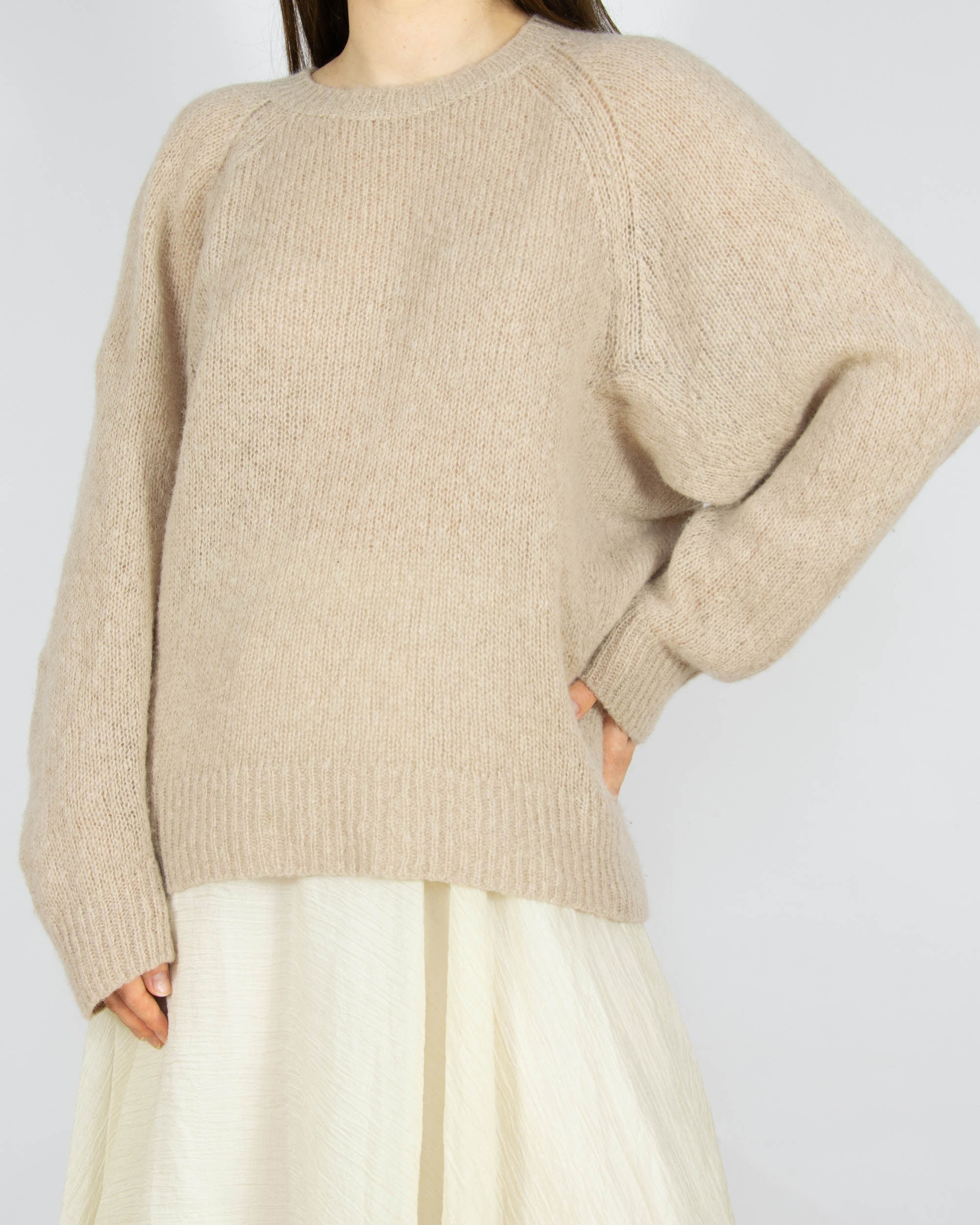 Beżowy (alpaka + wełna) sweter MODERN RARITY - S
