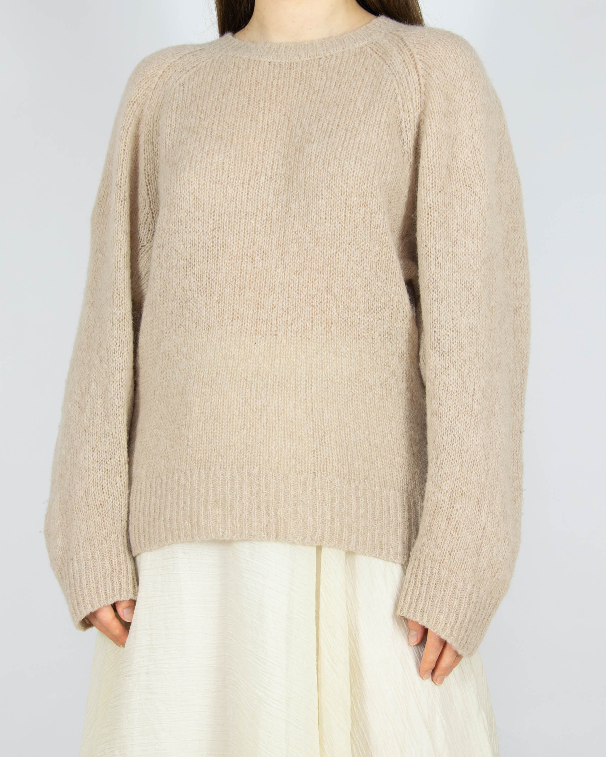 Beżowy (alpaka + wełna) sweter MODERN RARITY - S