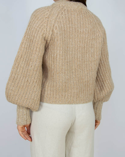 Beżowy (alpaka + wełna) sweter H&M Premium - XS/S