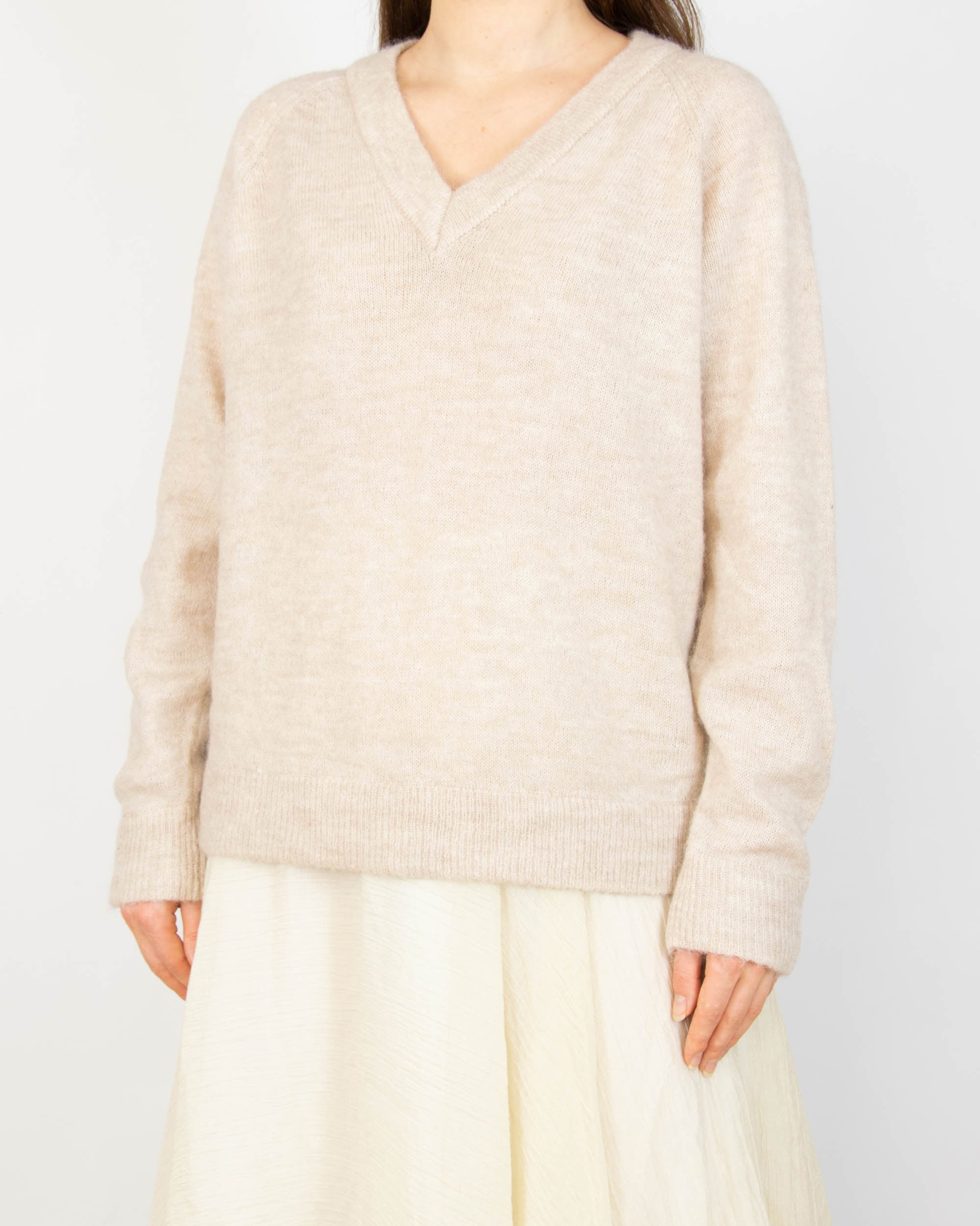 Kremowy (wełna + moher) sweter Selected Femme