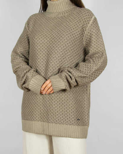 Beżowy wełniany (virgin wool) sweter z golfem JOOP! - L