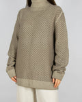 Beżowy wełniany (virgin wool) sweter z golfem JOOP!