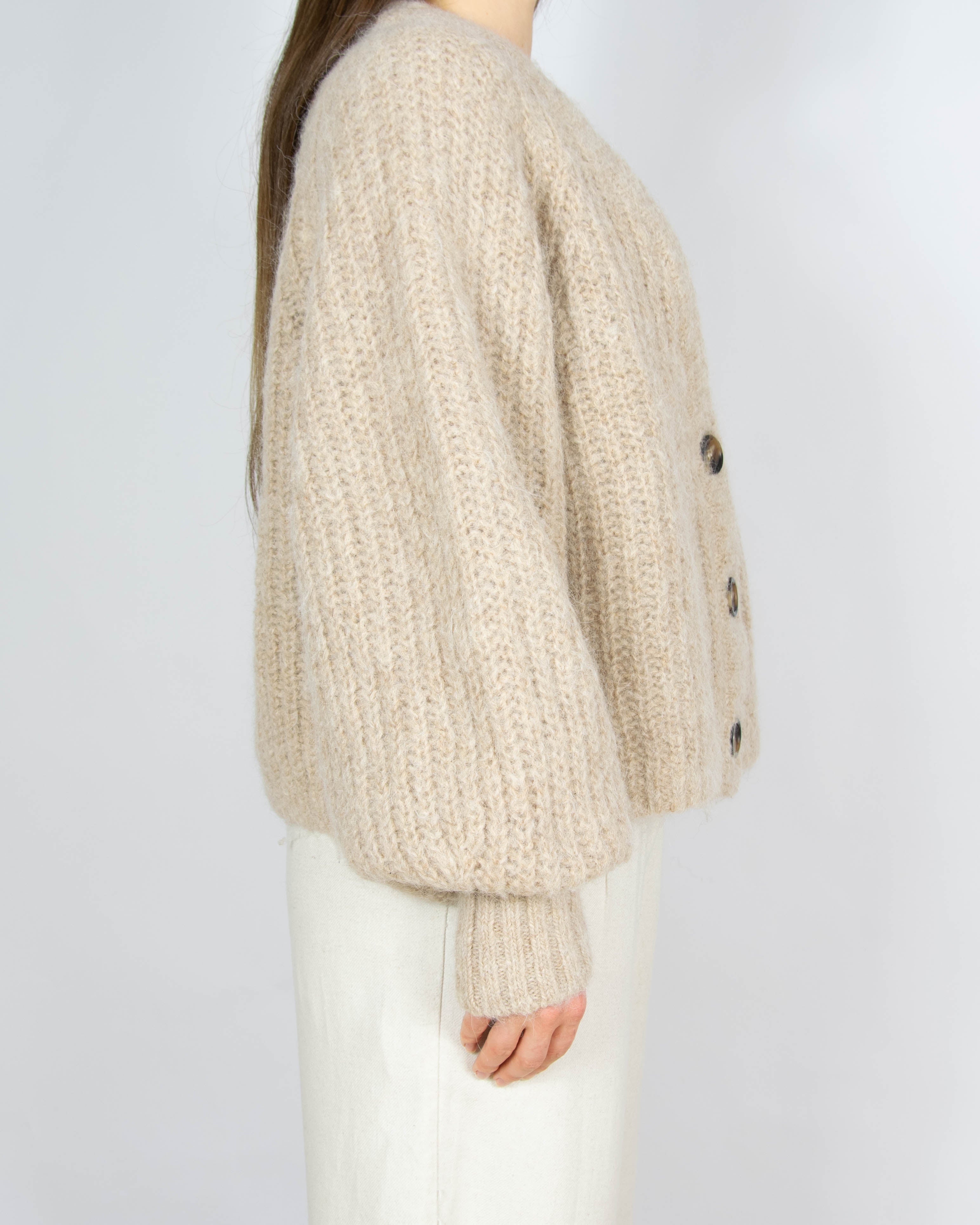 Beżowy wełniany (wełna + alpaka) kardigan H&M Premium Selection - L