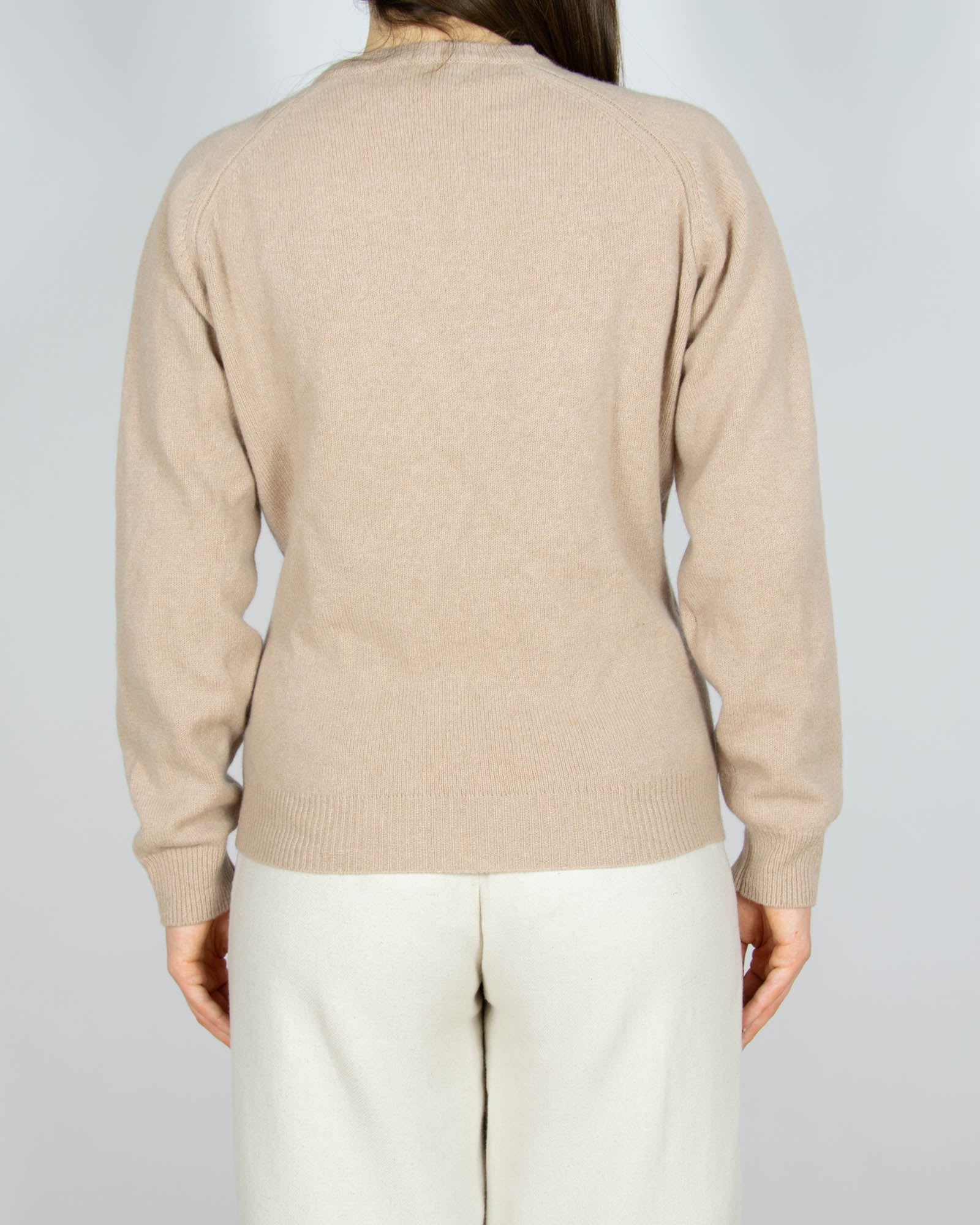 Beżowy wełniany (wełna jagnięca) sweter - M