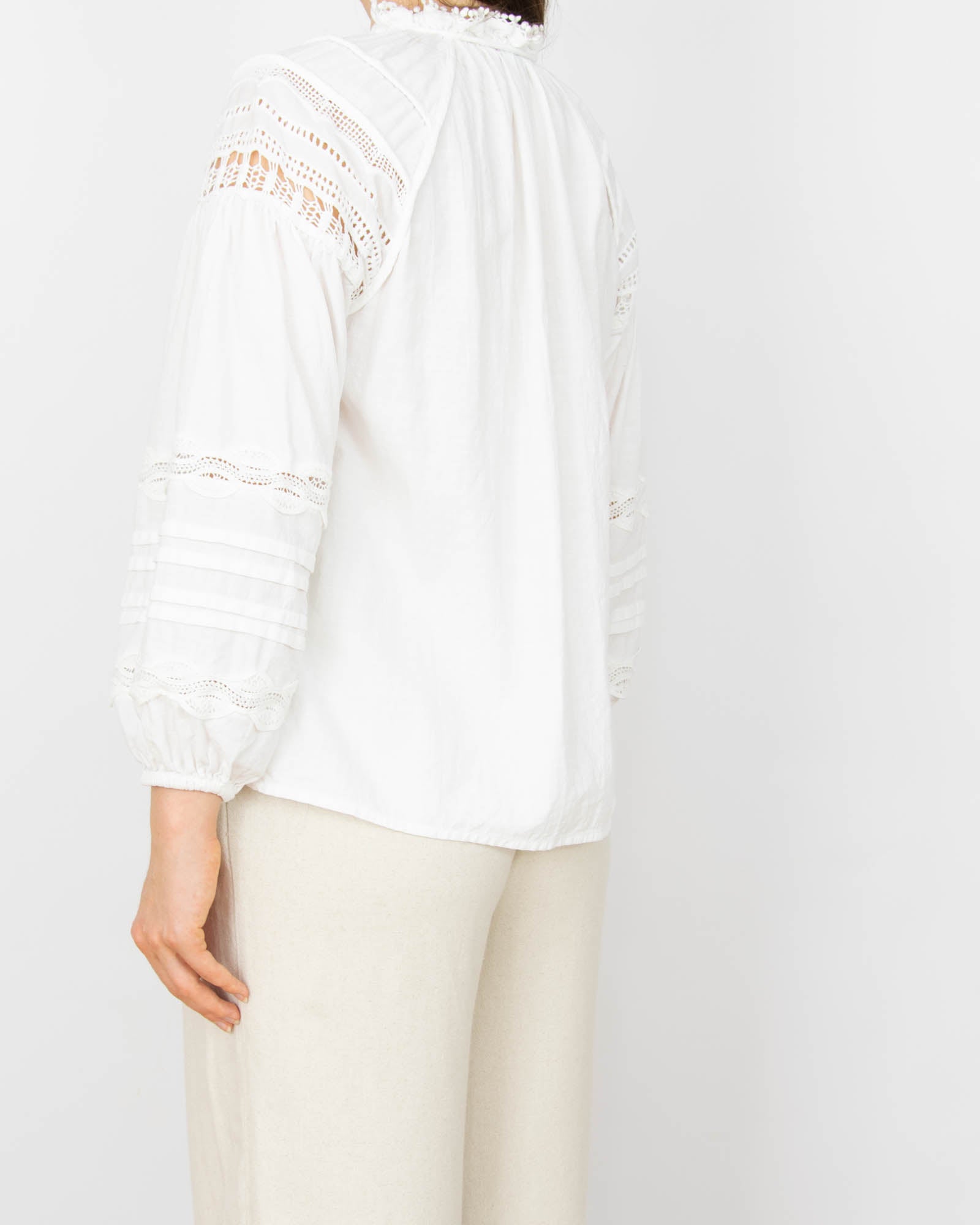 Biała bawełniana haftowana koszula SUNCOO Paris - S