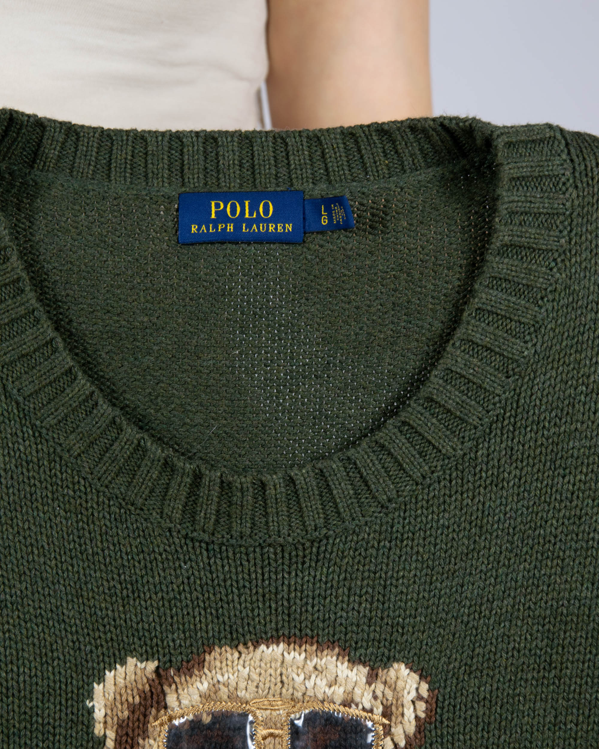 Ciemnozielony bawełniany sweter Polo Bear Ralph Lauren - L