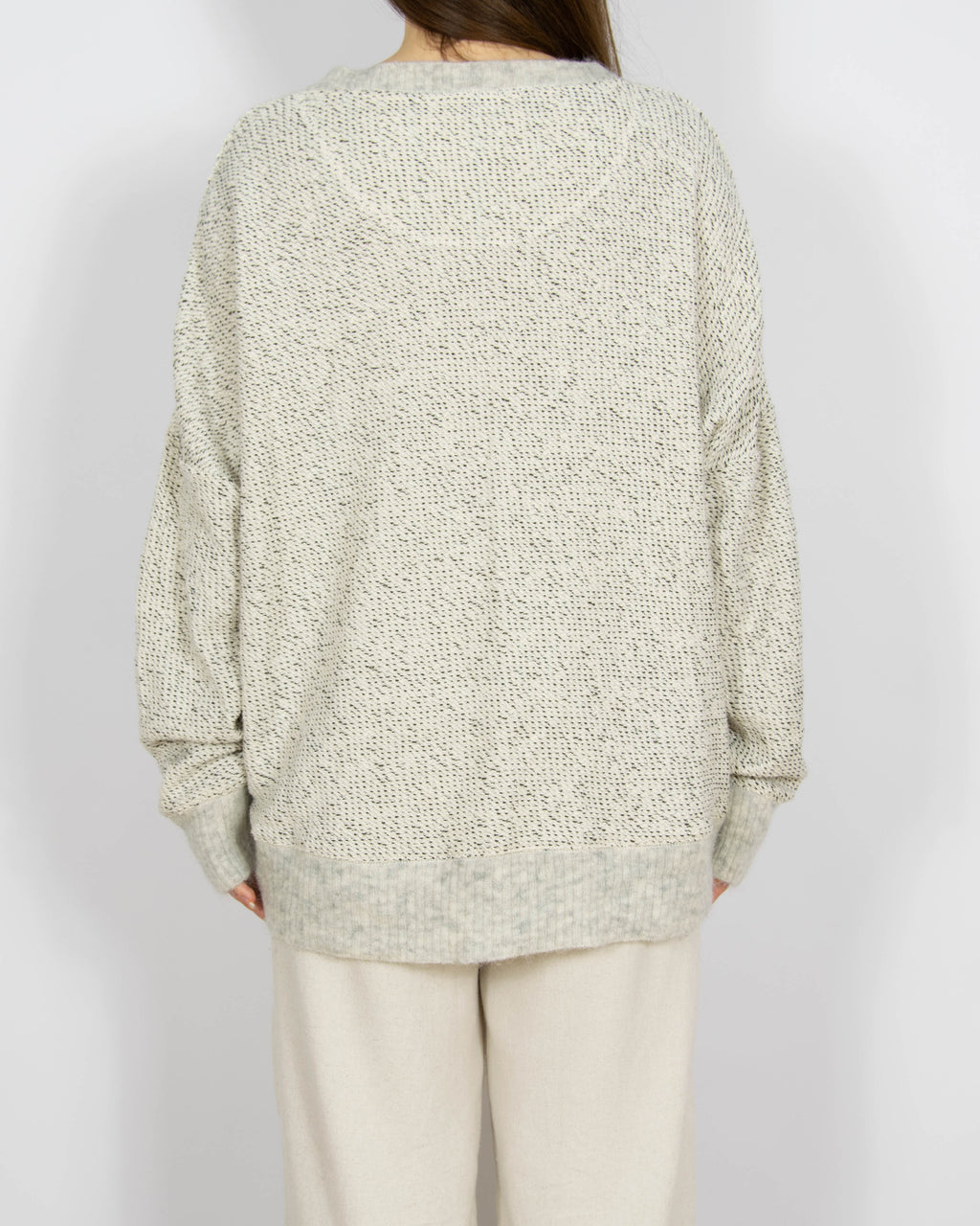 Biało szary bawełniano wełniany sweter By Malene Birger - XL