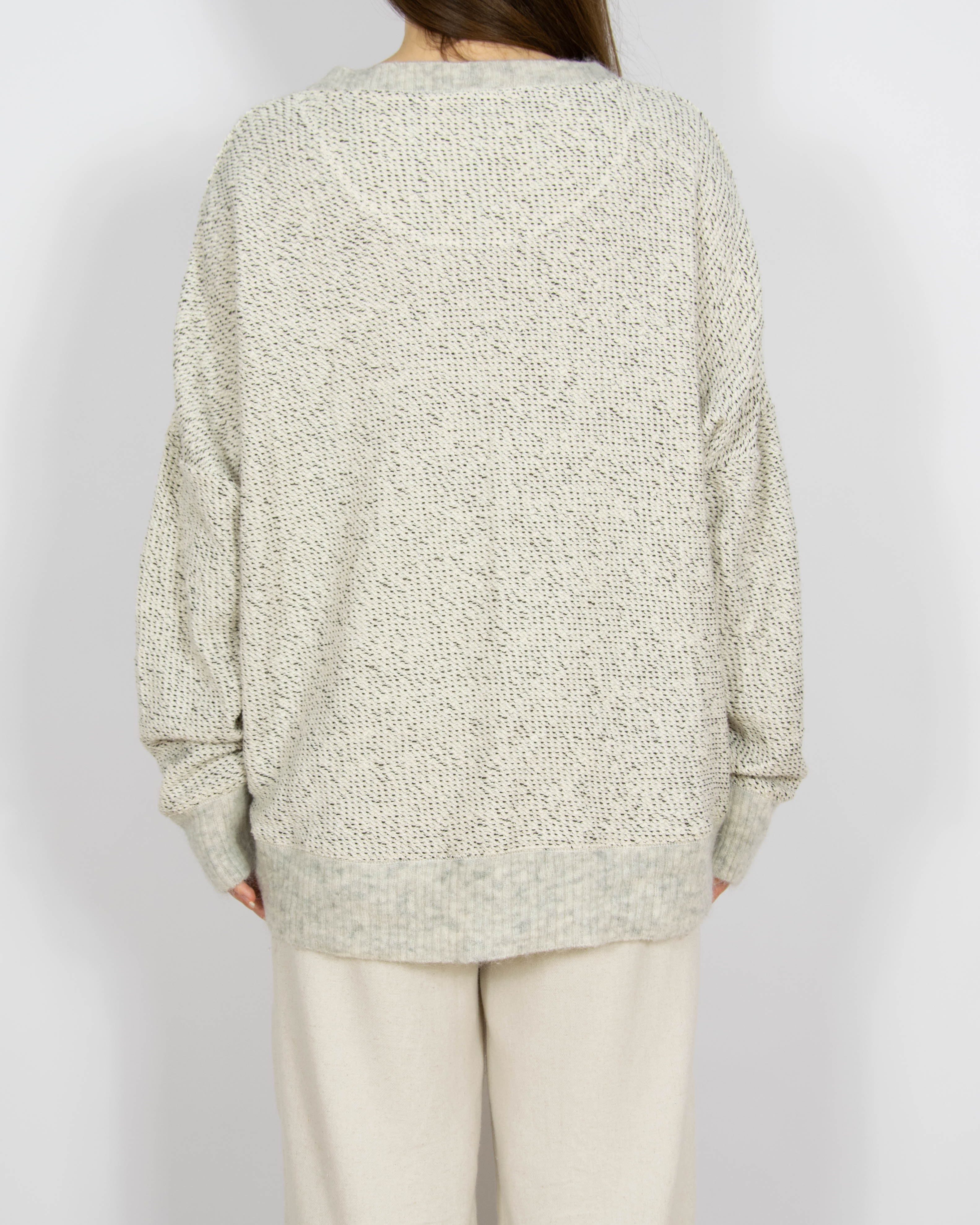 Biało szary bawełniano wełniany sweter By Malene Birger - XL