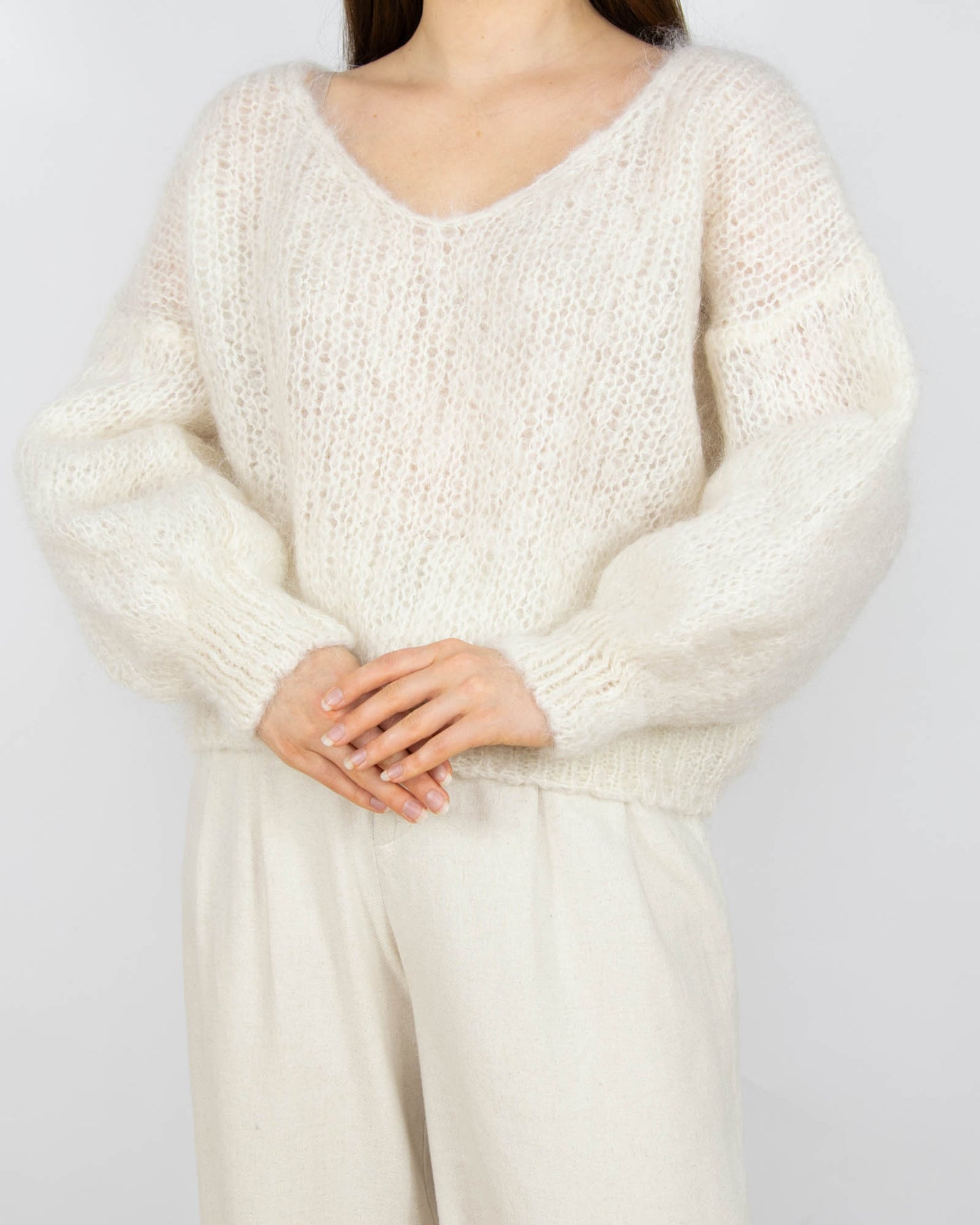 Biały moherowy sweter AMERICANDREAMS - S