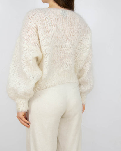 Biały moherowy sweter AMERICANDREAMS - S