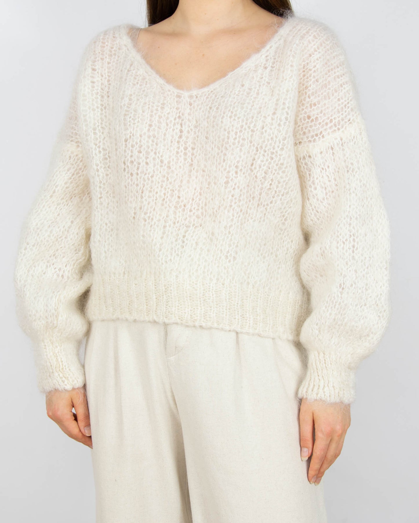 Biały moherowy sweter AMERICANDREAMS