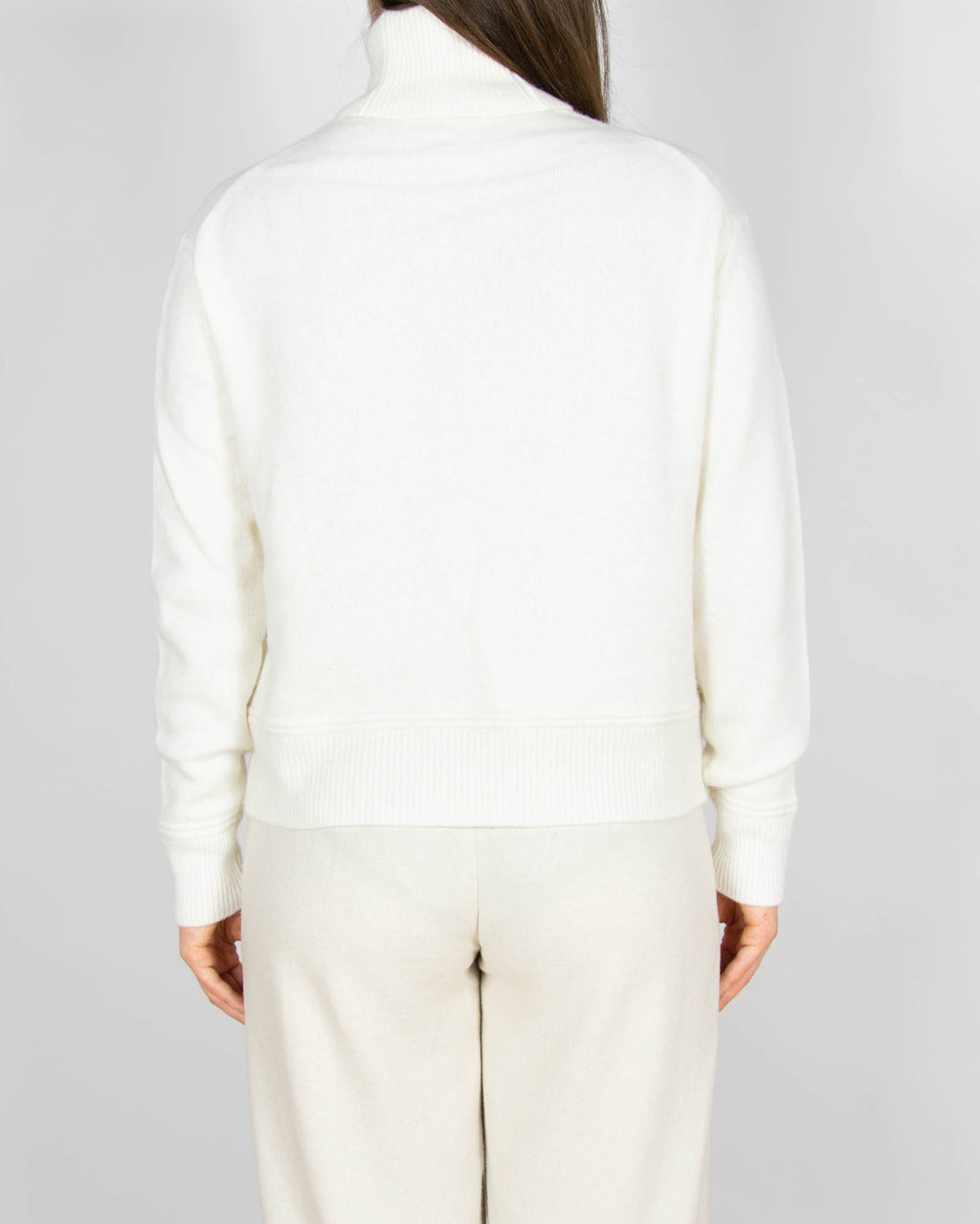 Biały (wełna merino + wiskoza) sweter z kaszmirem - XS/S