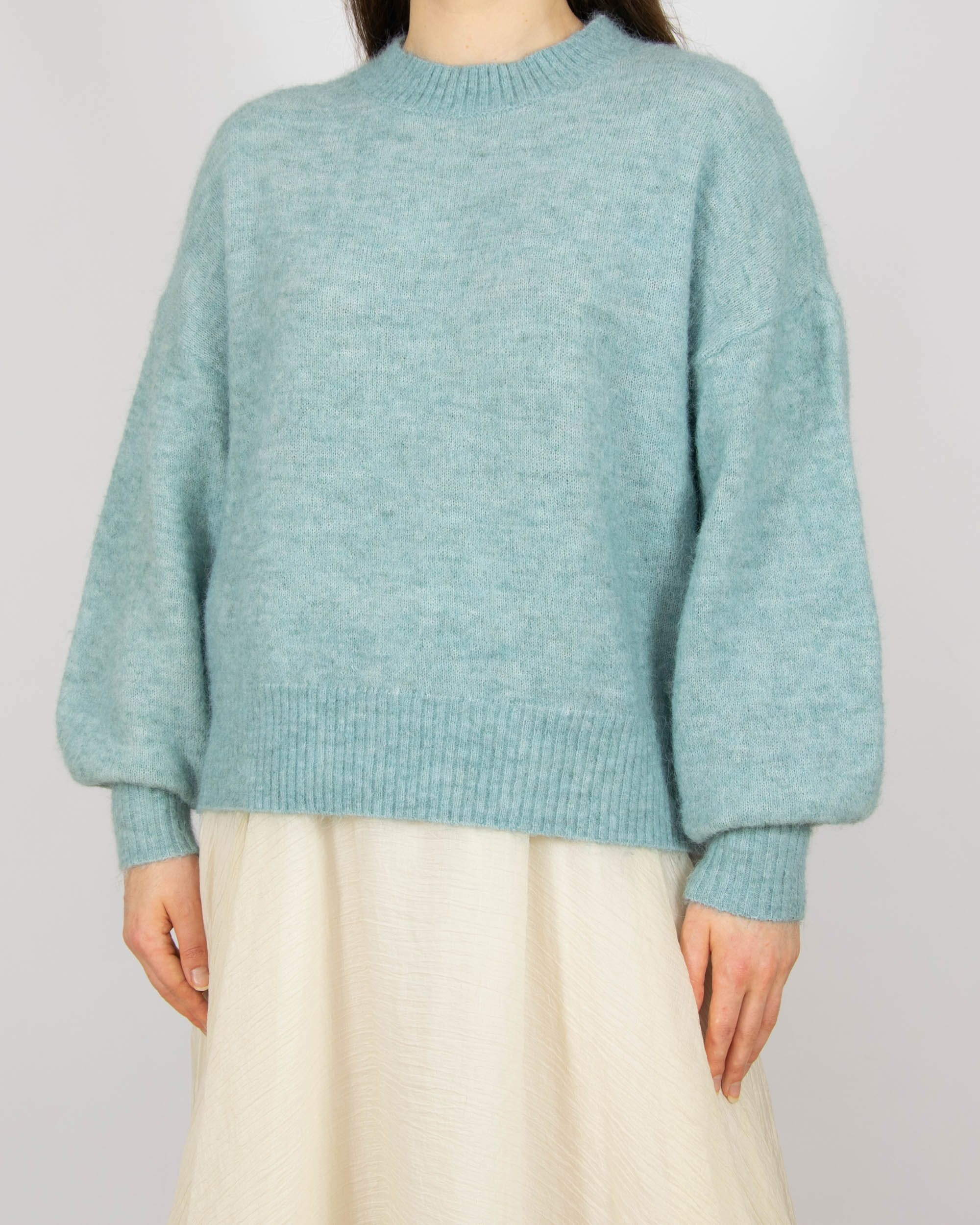 Błękitny (alpaka + wełna) sweter Cubus