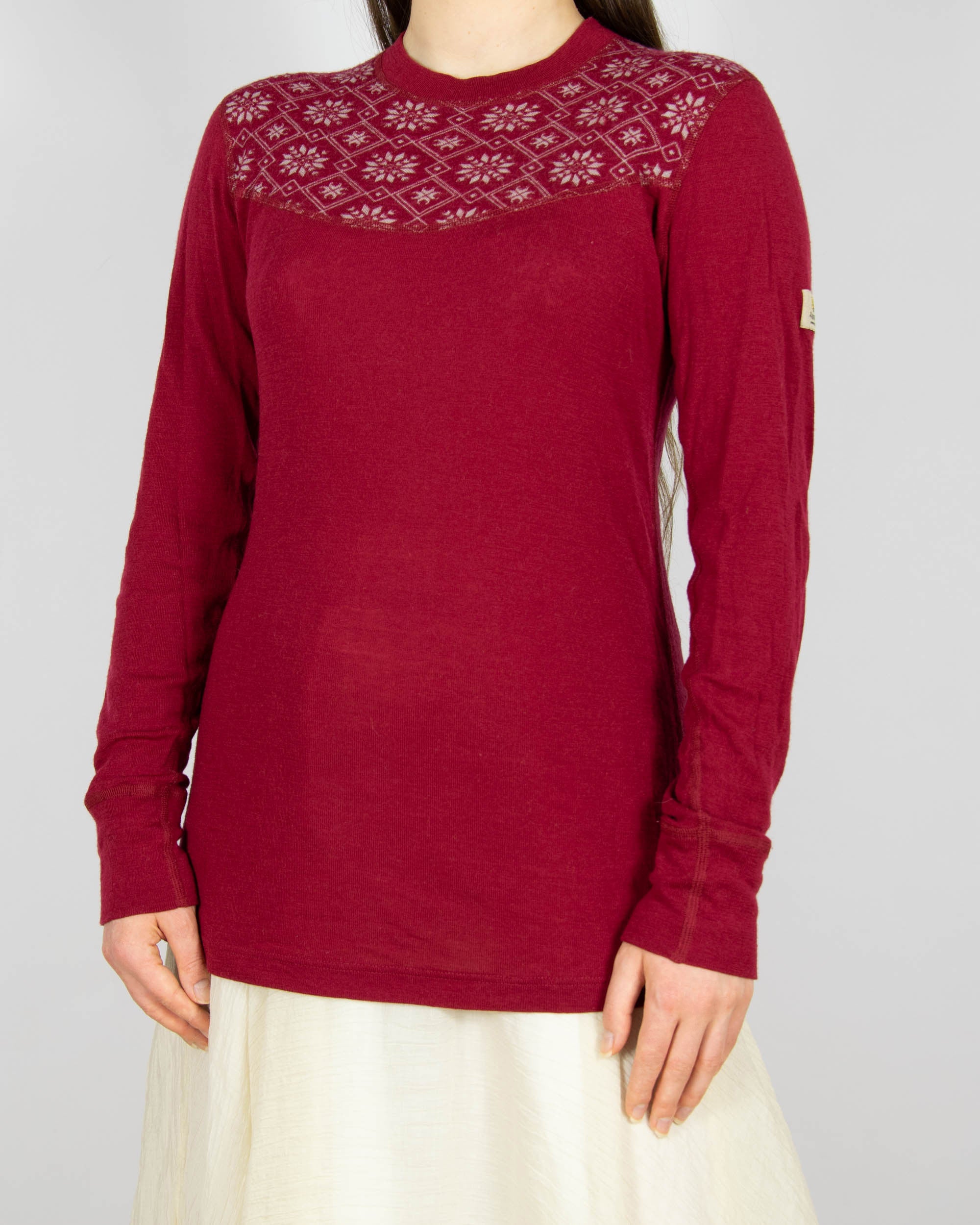 Bordowa wełniana (merino) bluzka termiczna marki Janus
