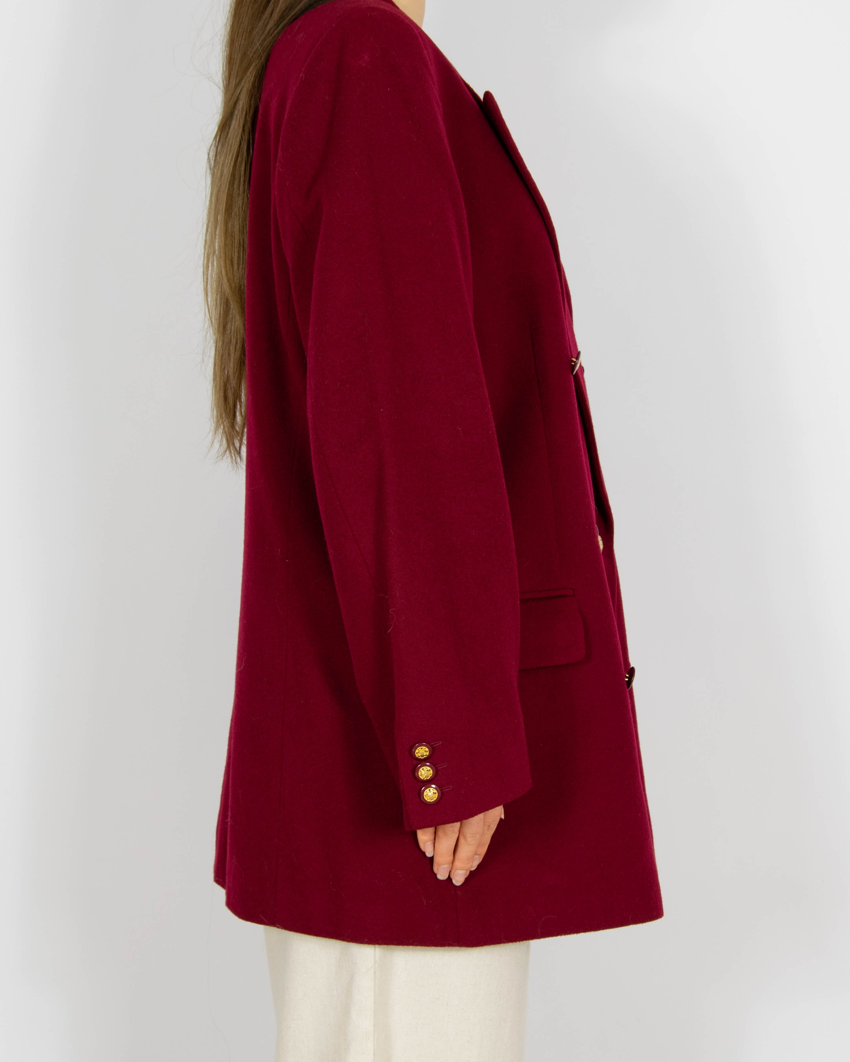 Bordowa wełniana marynarka dwurzędowa Westbury - XL