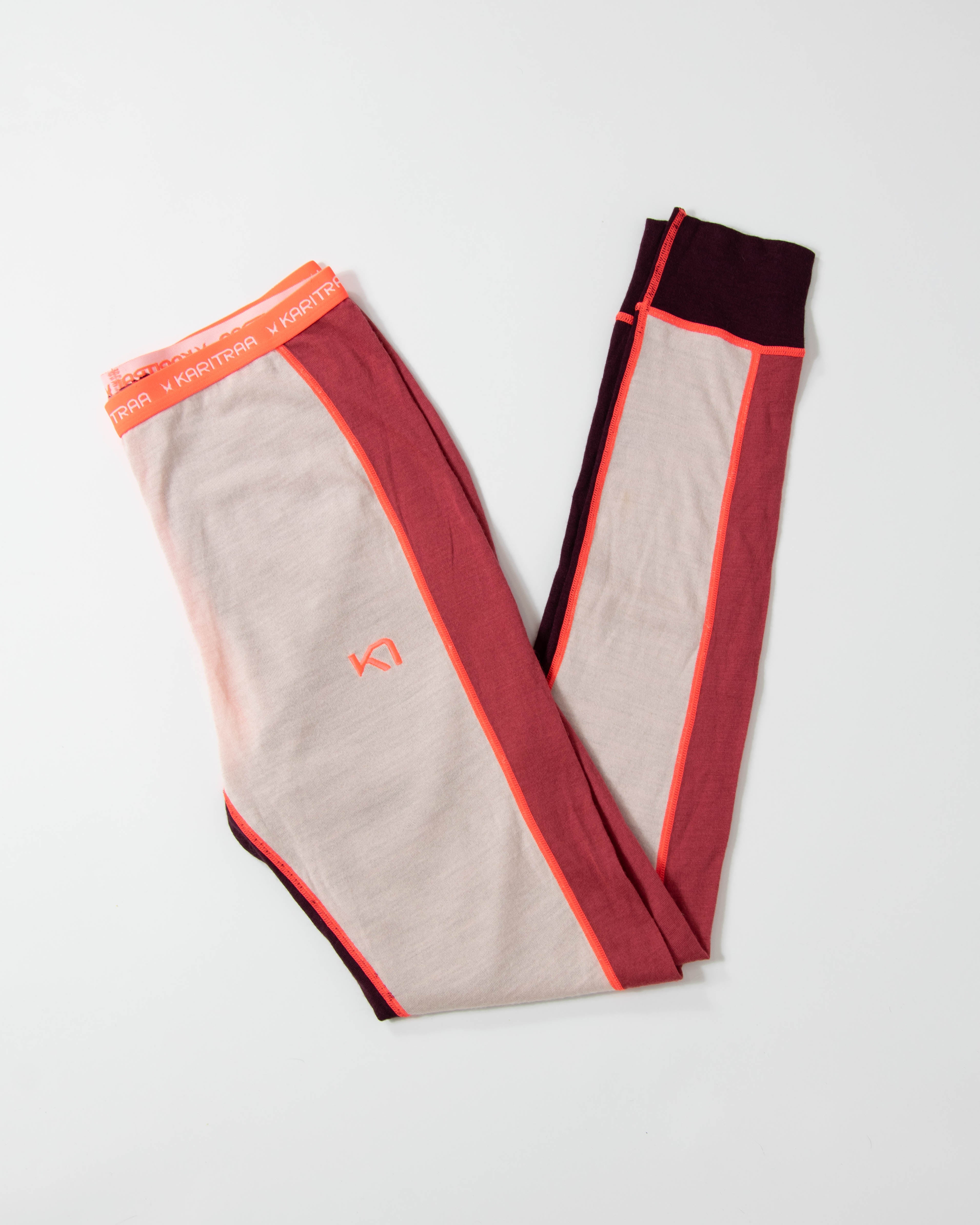 Różowo bordowe wełniane legginsy Kari Traa