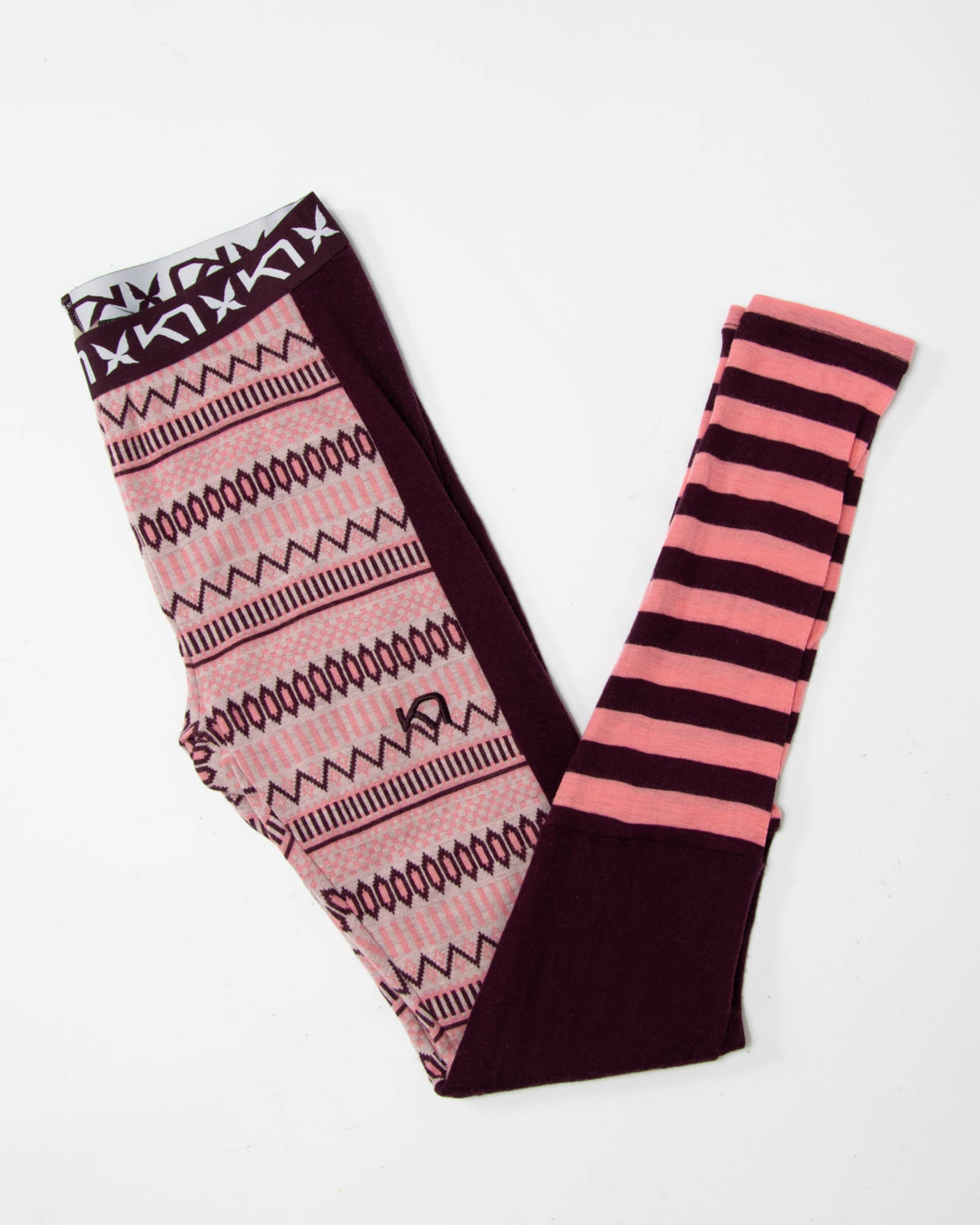 Bordowo różowe wełniane (merino) legginsy termiczne Kari Traa - M