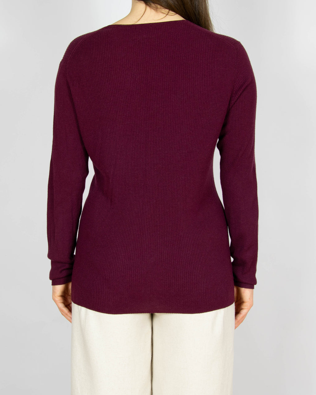 Bordowy jedwabno wełniany sweter Massimo Dutti - L