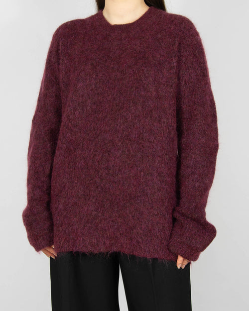 Bordowy moherowy sweter skandynawskiej marki premium By Malene Birger.