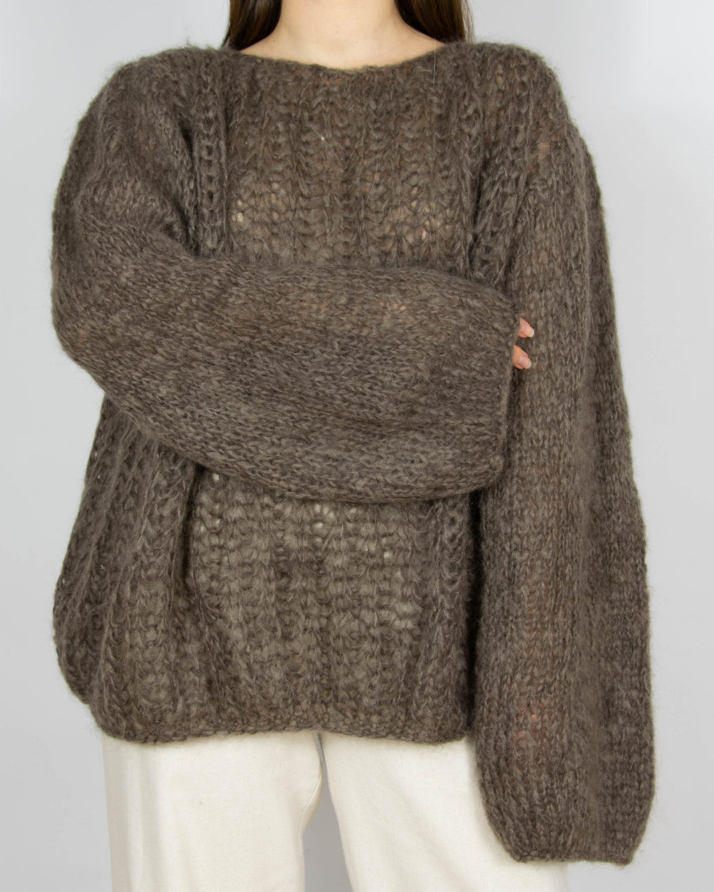 Brązowy moherowy sweter Handmade