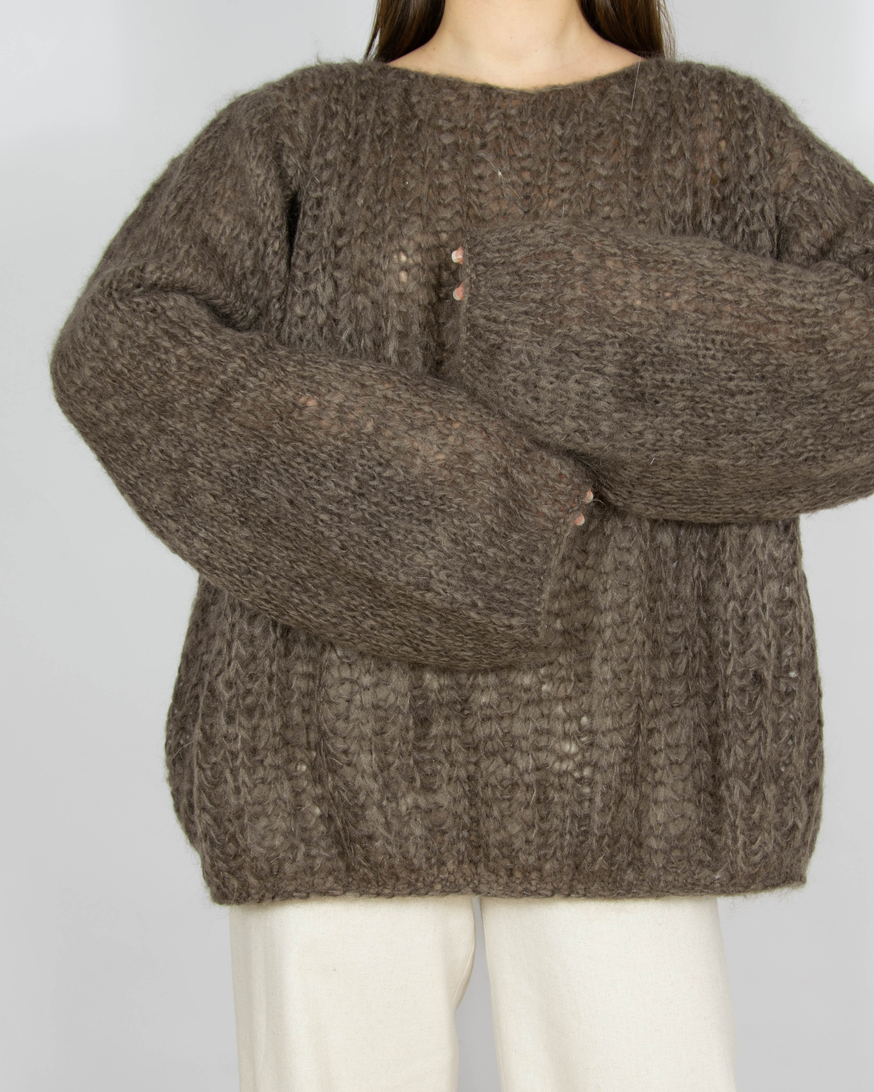 Brązowy moherowy sweter Handmade