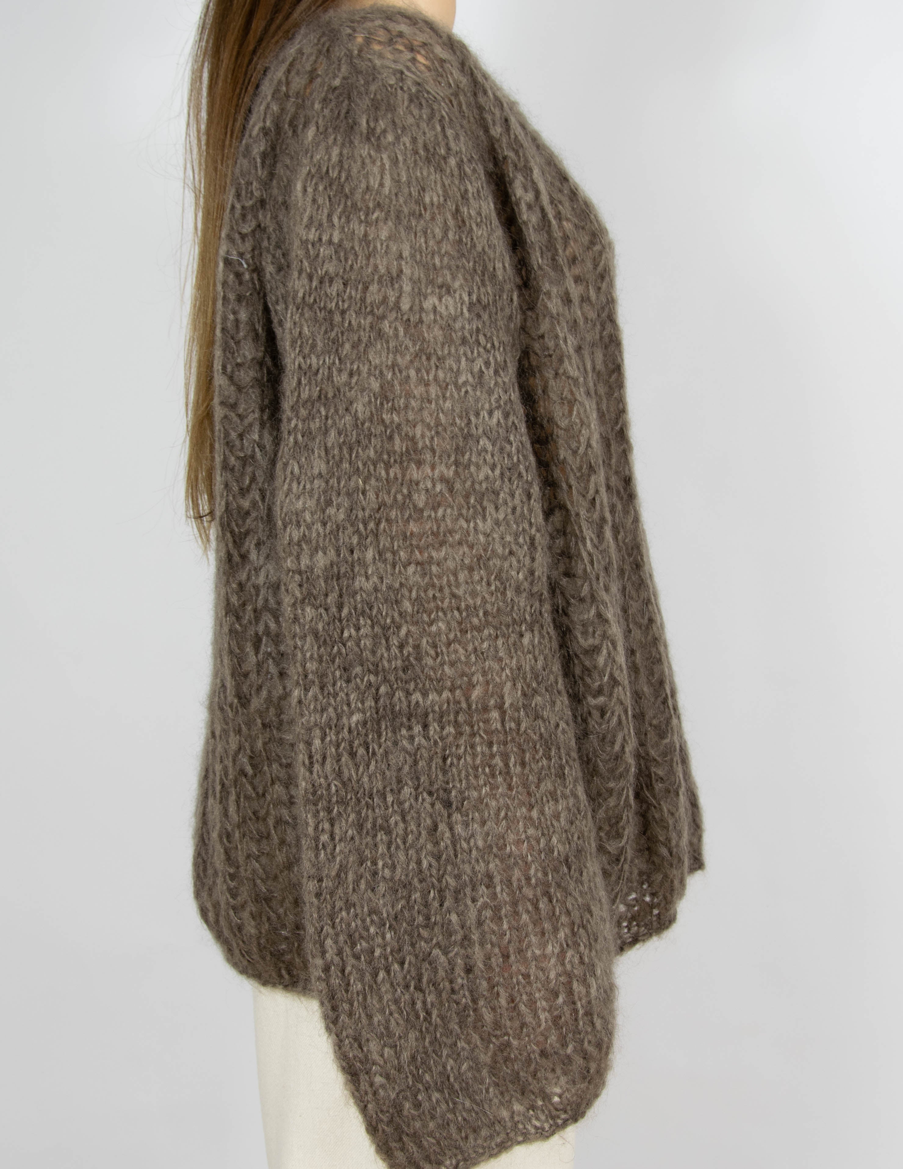 Brązowy moherowy sweter Handmade