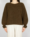 Brązowy wełniany (alpaka + wełna) sweter - M