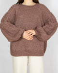 Kakaowy wełniany (alpaka) sweter Handmade