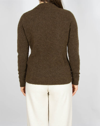 Brązowy wełniany (wełna + alpaka) sweter - XS/S