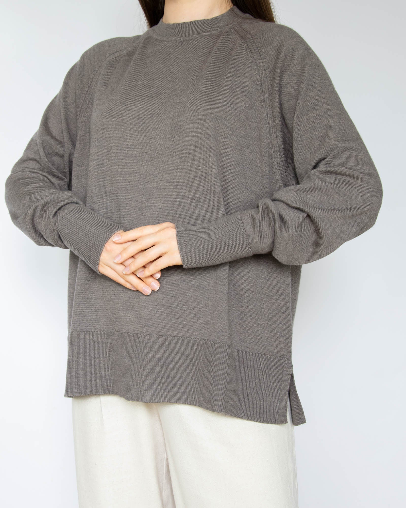 Brązowy wełniany (merino extra fine) sweter Cubus