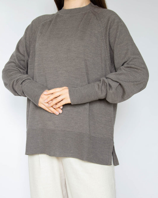 Brązowy wełniany (merino extra fine) sweter Cubus