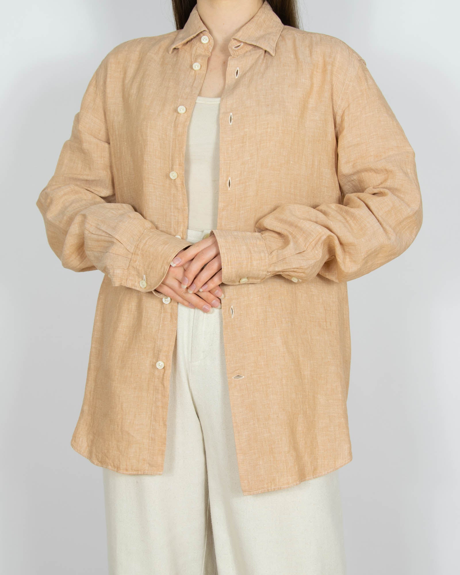 Brzoskwiniowa lniana koszula These Glory Days - M