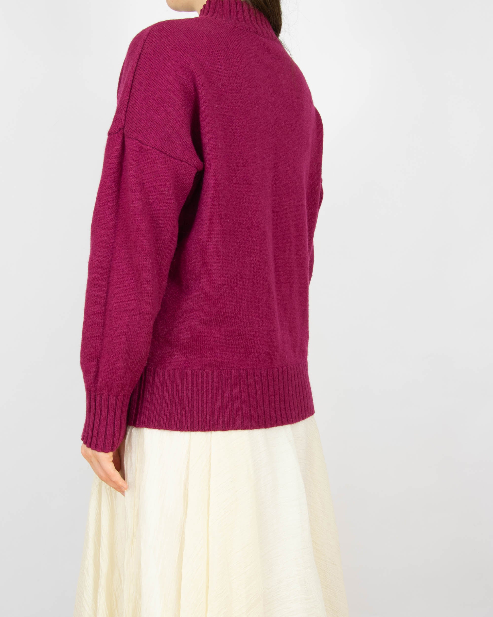 Buraczkowy (wełna + wiskoza + alpaka) sweter Selected Femme - M/L