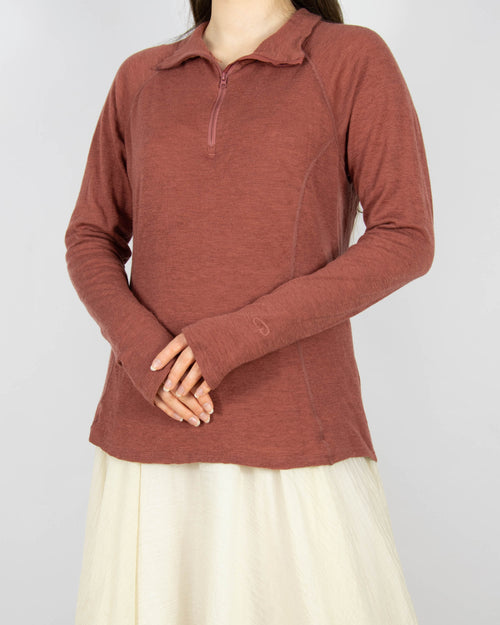 Ceglana (wełna merino + tencel) bluzka termiczna skandynawskiej marki Pierre Robert.&nbsp;&nbsp;