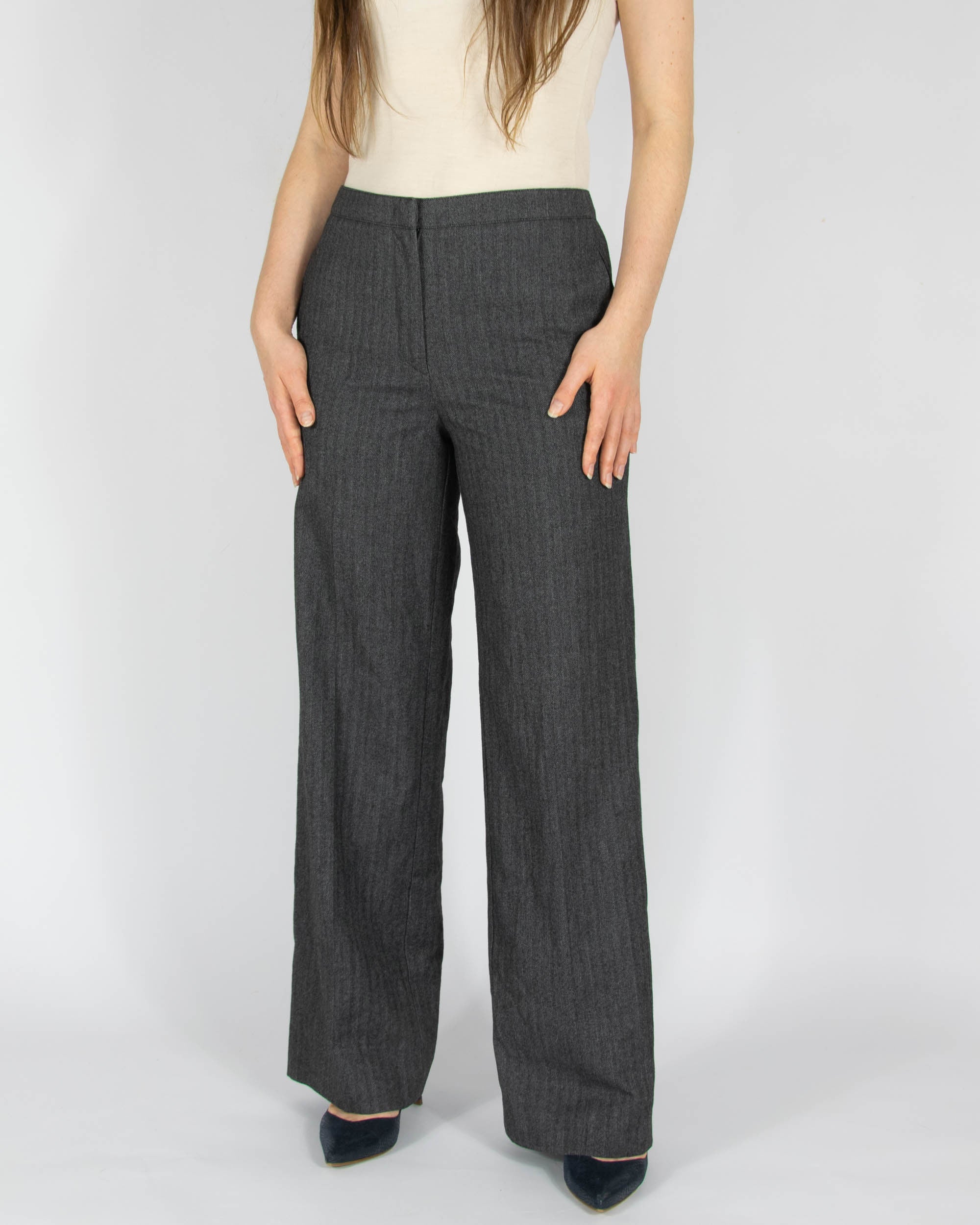 Ciemnoszare spodnie w jodełkę Marc O' Polo