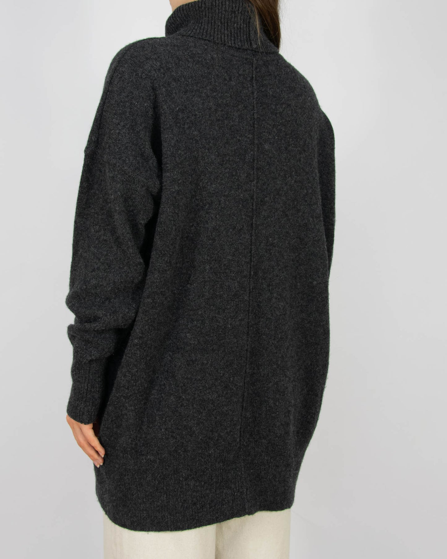 Szary wełniany (wełna jagnięca) sweter oversize z golfem Cubus - S/M